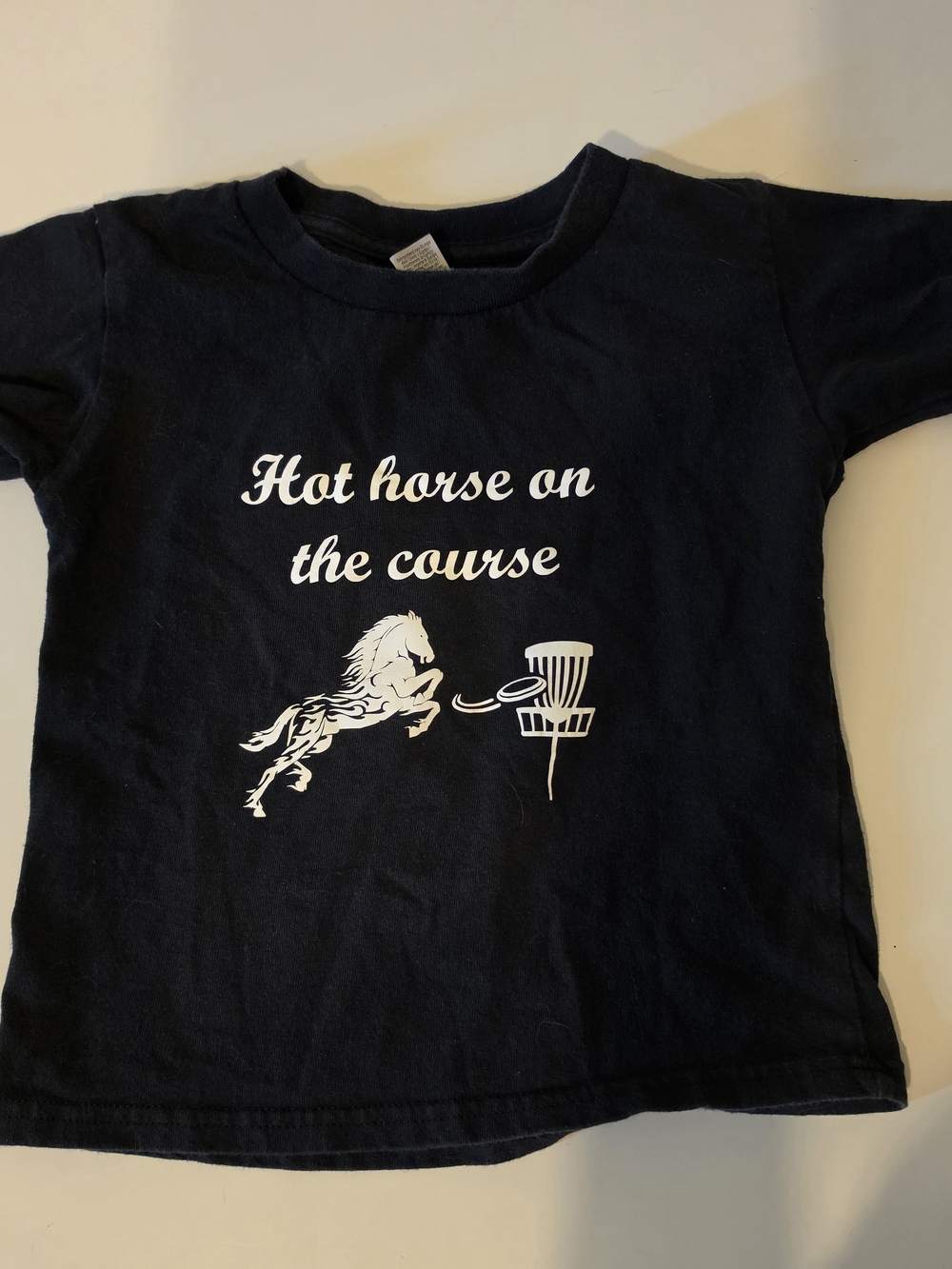 GAP Navy Short-Sleeve Tee with White Equestrian Graphic